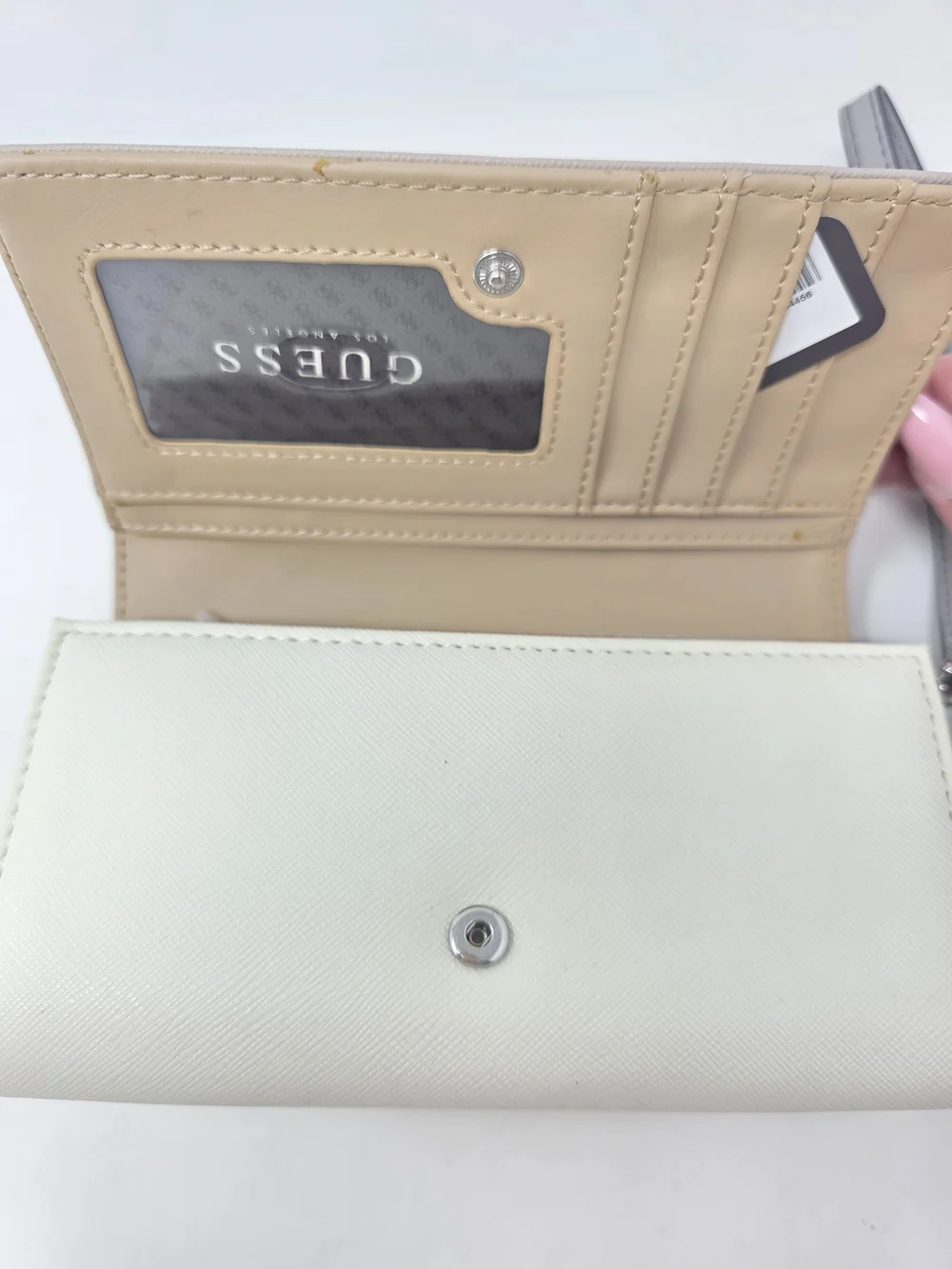 RARE GUESS Laken Smartphone Wristlet Wallet Phone Compartment Spellout Blush NWT